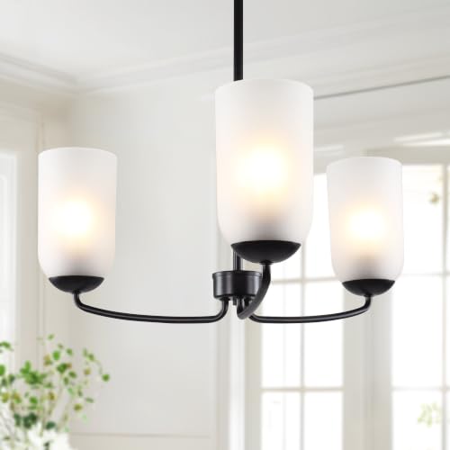 Black Pendant Lights Kitchen Island with Frosted Glass Shade