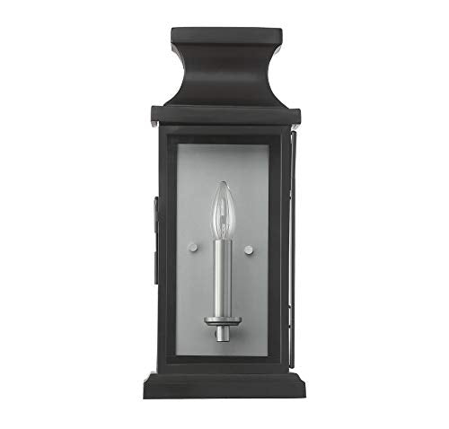 5-5910-BK Brooke Traditional Clear Glass Outdoor Wall Lantern, 1-Light 60 Watt, 17" H x 7" W, Black (17" Height)