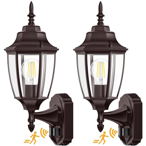 Motion Sensor Outdoor Wall Lights Fixture (Bronze / 2 Pack)