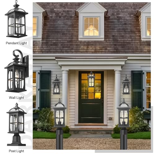 Large Outdoor Wall Lights (Black-Seeded Glass / Large)