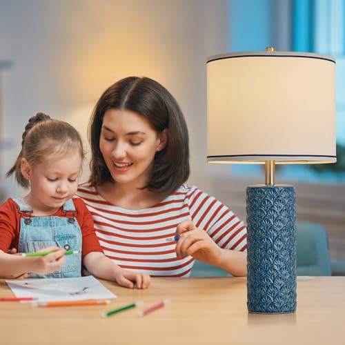 27" Farmhouse Bedside Table Lamp Set of 2 (Bule / 27")