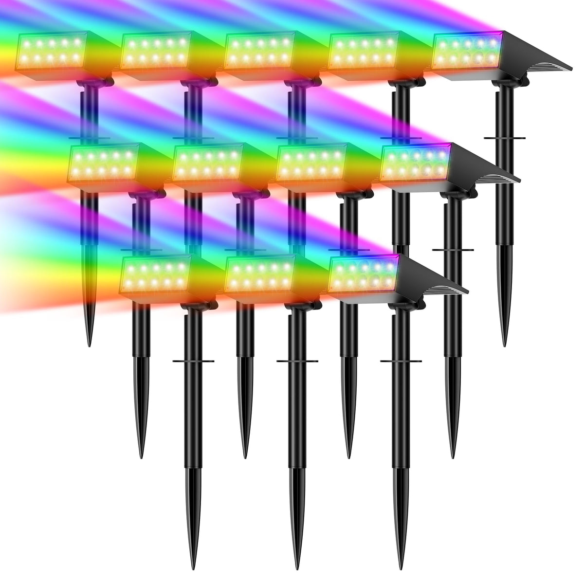 Solar Spot Lights Outdoor Color Changing 12 Pack Halloween Spotlight (RGB (Red, Green, Blue) / 12 Pack)