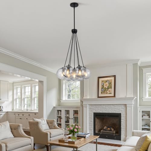 7LT Black Sputnik Bubble Chandelier (Black-Smoke-7 Light / Black-Smoke-17.75")