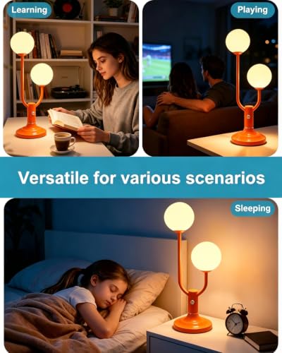 Orange Table Lamp Dimmable Vintage Globe Lamp G9 2 Bulbs Included (03-Orange-Globe-2U)