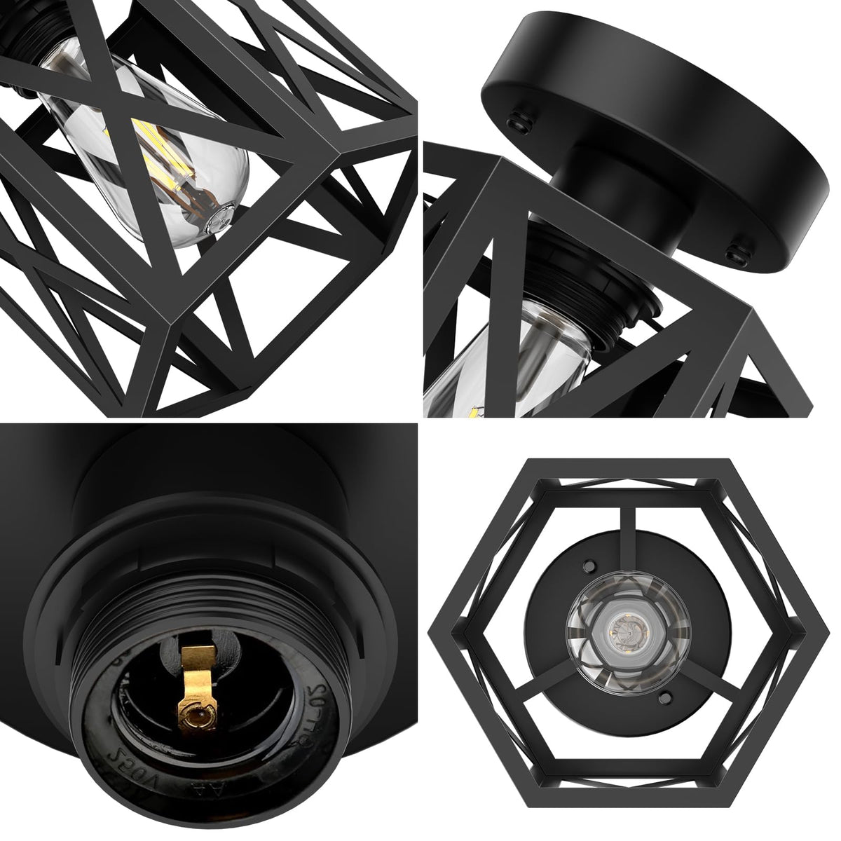 2 Pack Semi Flush Mount Ceiling Light for Hallway Light Fixture (7.5 in)