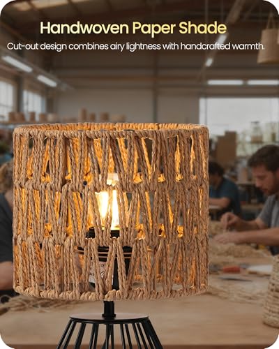 Rattan Table Lamp (Mesh + Black)