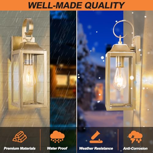2 Pack Outdoor Light Fixtures Wall Mount 15 Inch Gold for House (15 Inch Ordinary / Gold)