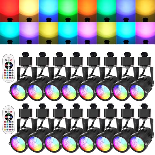 RGBW Track Lighting Heads 12W Multicolor Remote LED Track Lights Fixtures for Accent Retail Kitchen Artwork