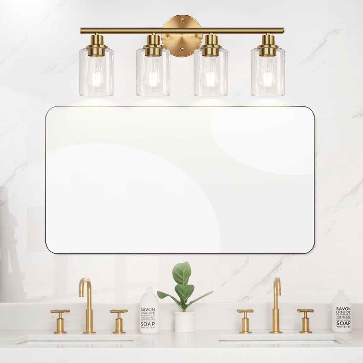 4 Light Bathroom Light Fixtures (Brushed Gold / 4-light)