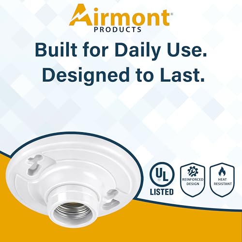 4 Pack) Keyless Plastic Lamp Holder - One-Piece Medium Base, E26 Socket Outlet Box Mount, 660W, Porcelain Socket Holder for Ceiling Lighting, LED and Incandescent Light Bulbs, Keyless Light Base (Plastic Keyless)