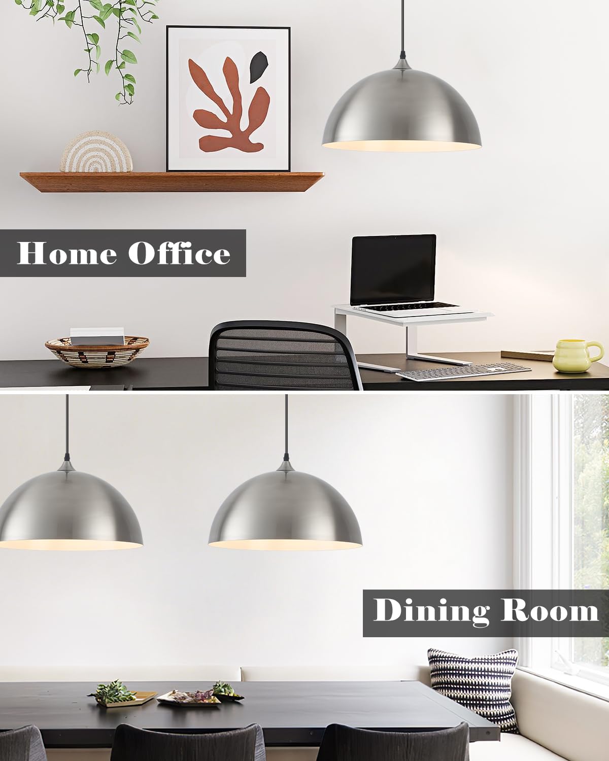 Brushed Nickel Pendant Lights Kitchen Island (Brushed Nickel+White / 16"x2)
