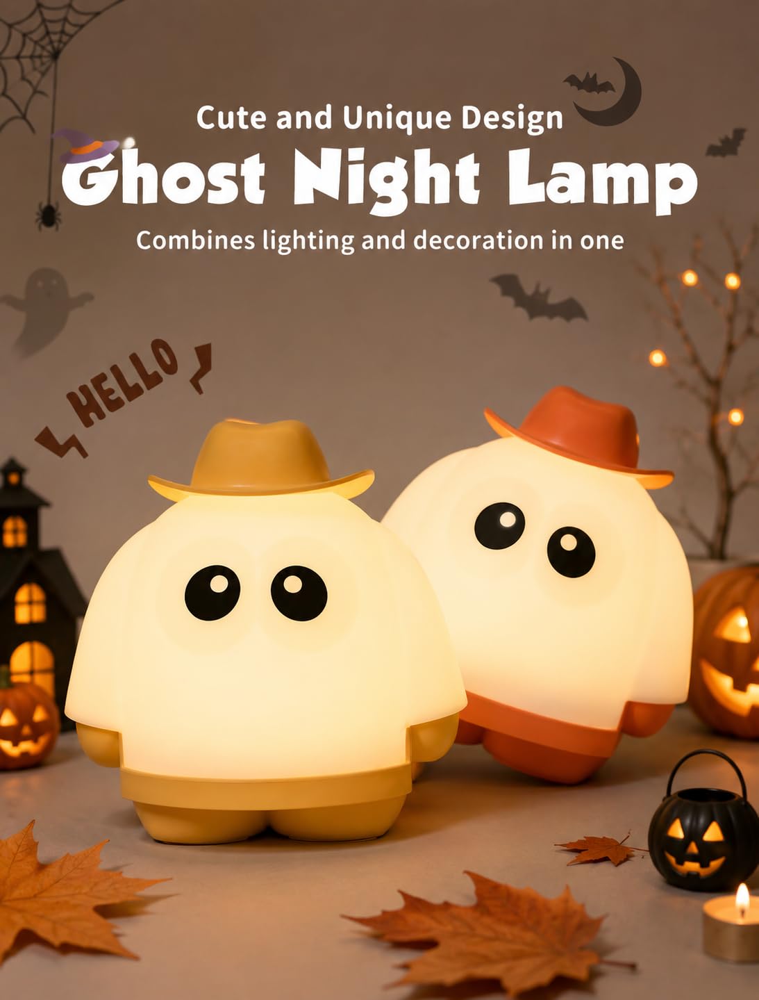 Halloween Ghost Night Light (Ghost-Orange)