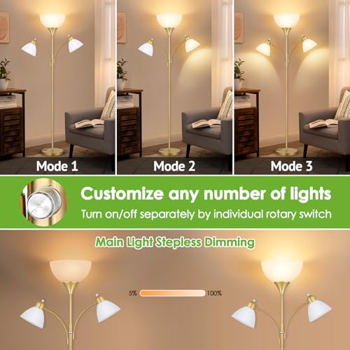 Torchiere Floor Lamps for Living Room (Gold)