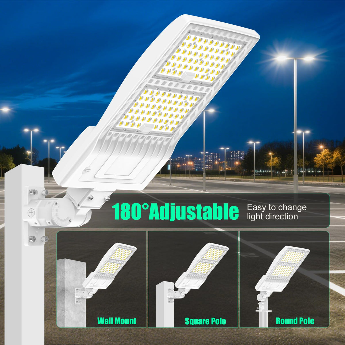 6Pack 400W LED Parking Lot Lights Arm & Slip Fitter Mount Dusk to Dawn (400W)