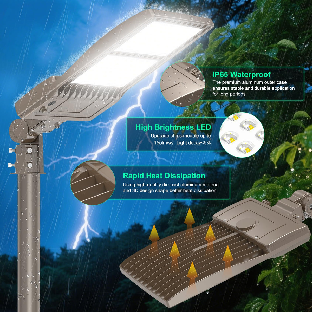 6Pack 450W LED Parking Lot Light Power Adjustable (450W)