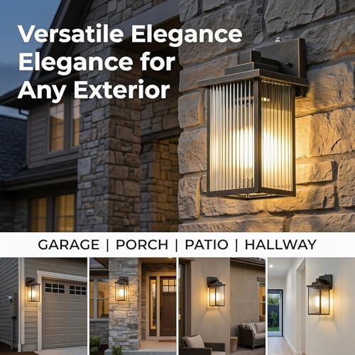 2-Pack 13-Inch Dusk to Dawn Outdoor Light, Black Brush Gold Metal (Black Brush Gold / 13''-2 Pack)