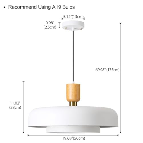 Large Pendant Light 19.68 inch (Matte White)