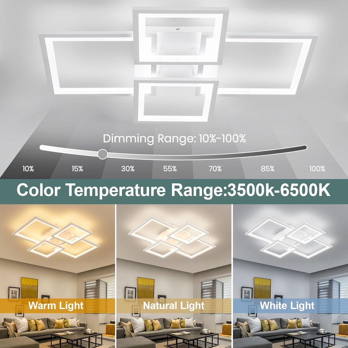 Modern LED Ceiling Light (White / 30 Inches)