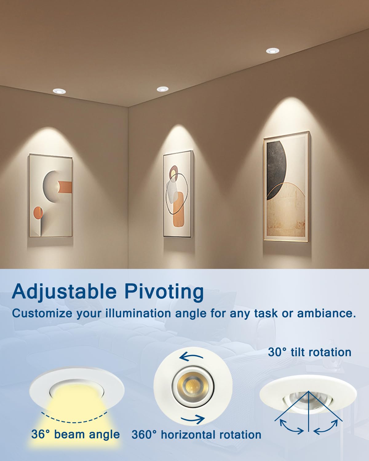 2 inch 5CCT Gimbal Led Recessed Lights (White 5CCT / 2in 6pack)