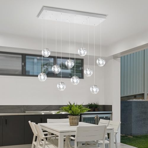 Rectangular Chandelier 10 (Silver-Clear / Rectangle 10-Light)