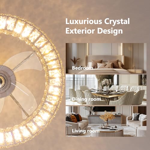 Crystal Ceiling Fans with Lights (Nickel - 21 Inch)