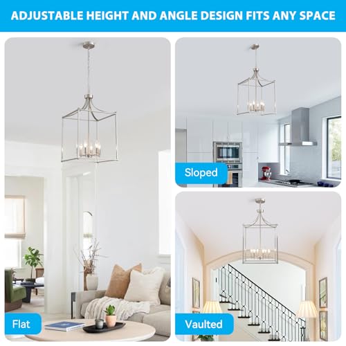 15.7" Brushed Nickel Chandeliers for Dining Room Modern Farmhouse Geometric 6 (186-Brushed Nickel)