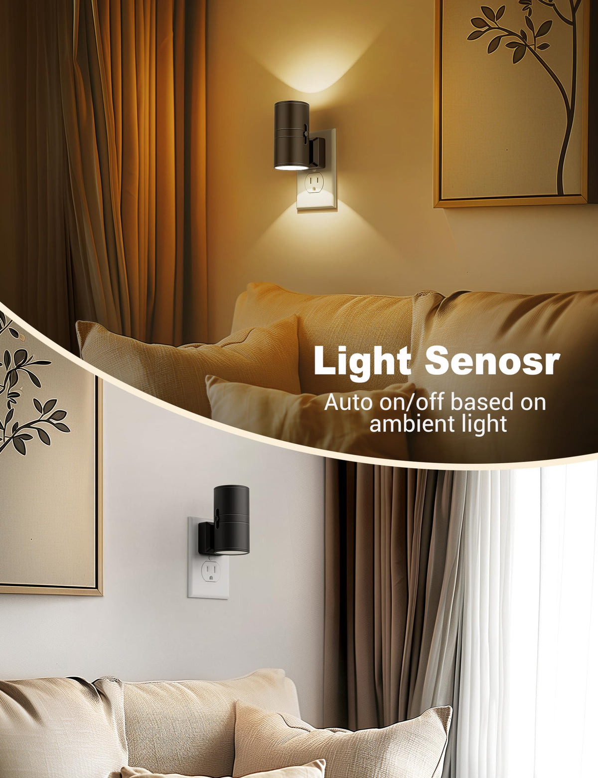 Night Lights Plug into Wall (Black)