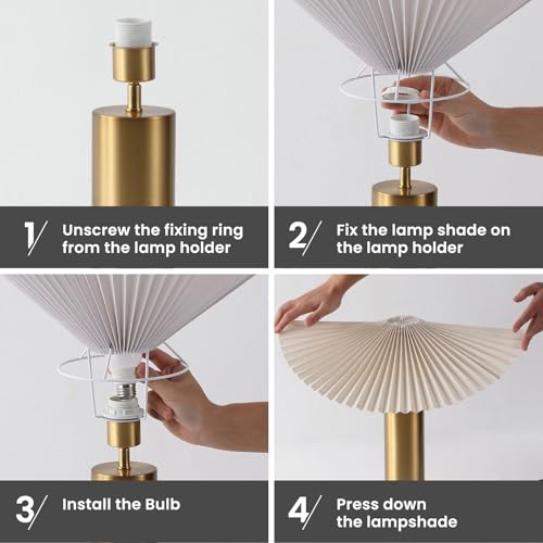 Modern Table Lamp with Metal Blade Lampshade and Cylindrical Base