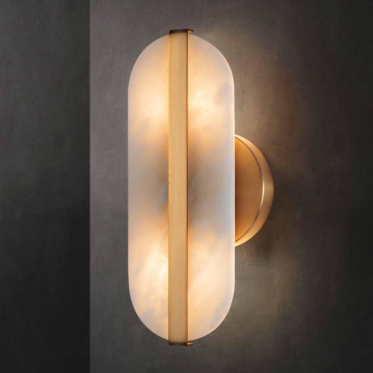 Natural Alabaster Wall Sconces Marble Wall Sconces Gold Bathroom Vanity Wall Light Fixture Stone Wall Lamp Modern Alabaster Sconces Wall Lighting for Bedroom Living Room Hallway Restaurant (Gold / 30cm-1 Pack)