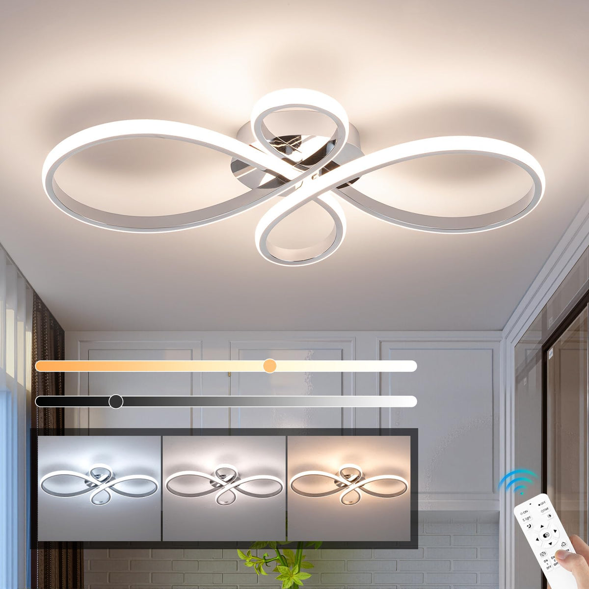 Modern LED Ceiling Light (Chrome,23.62Inch)