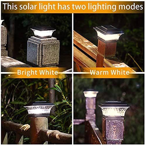 Solar Cap Lights Outdoor LED Lighting Deck Fence Two Light Modes Warm White (Black / 6pk)