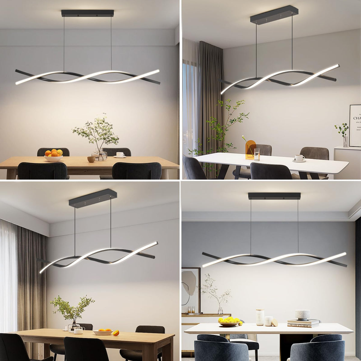Modern LED Ceiling Pendant Light (C-Black / 47in)