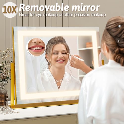 Vanity Mirror with Lights 22"x18" (Gold / 22"L x 18"W)