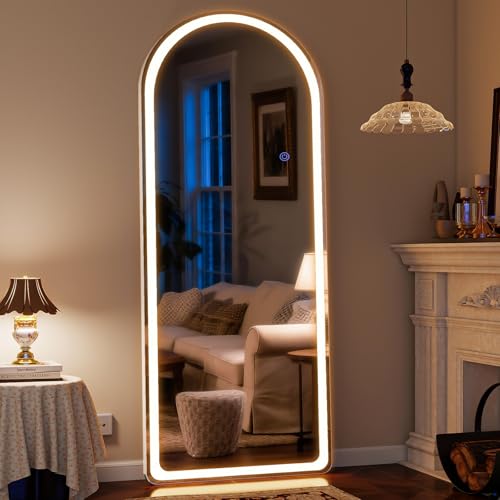 71"x26" LED Arched Mirror Full Length with Dimmable Lights (White / 71"L x 26"W)