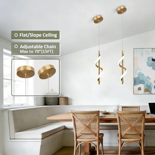 Gold Modern Led Pendant Light (Gold,Dimmable)