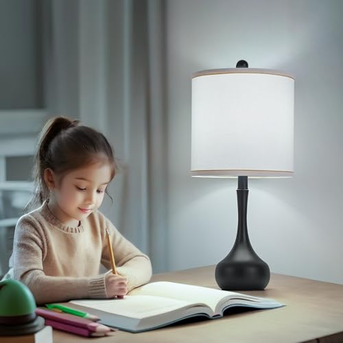 23" Farmhouse Table Lamp Set of 2 for Living Room Bedroom (Black / 23")