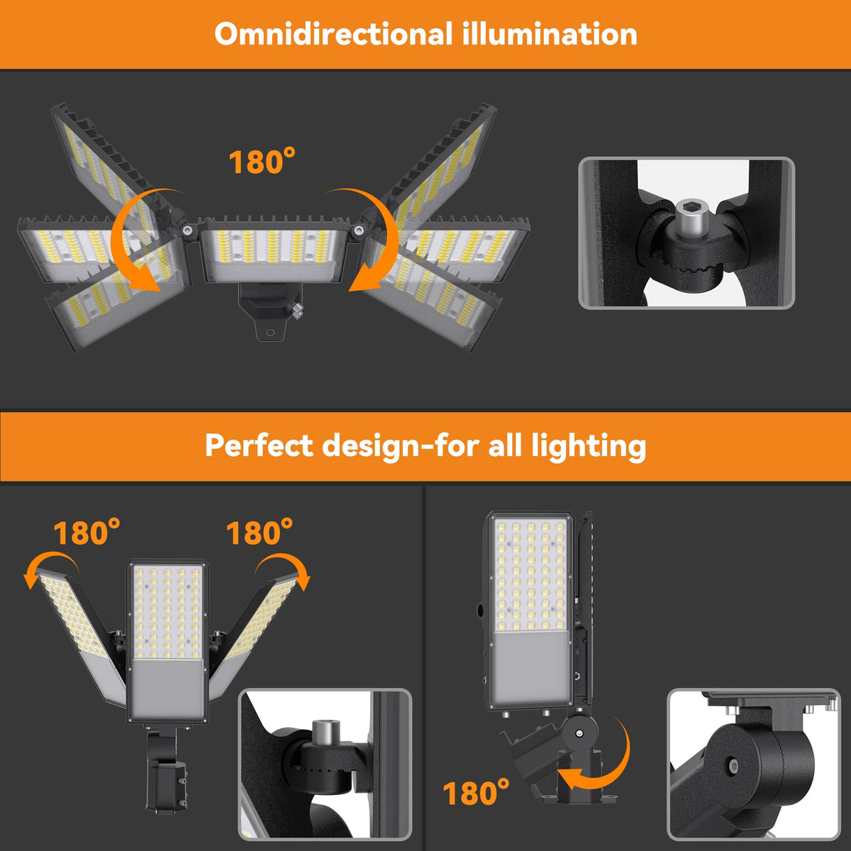 300W Upgraded LED Parking Lot Light with Photocell 45000lm 5000K (pole / 300W(2 Pack))