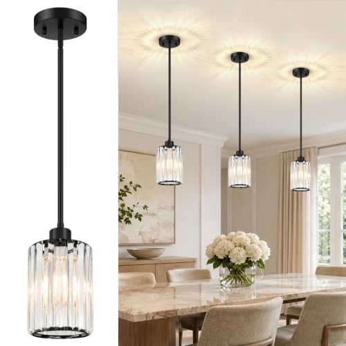 1 Pack 18" 53" Height Adjustable Black Pendant Lights Kitchen Island (1-Pack Matte Black)