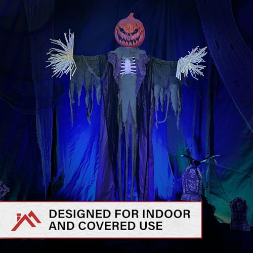 6.7-Ft. Life-Size Pumpkin Scarecrow Animatronic (79" Standing Pumpkin Man)