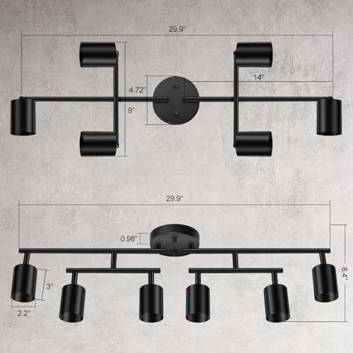 Track Lighting Fixtures Ceiling Black (Black / 29.9" 6 Light Track Light)