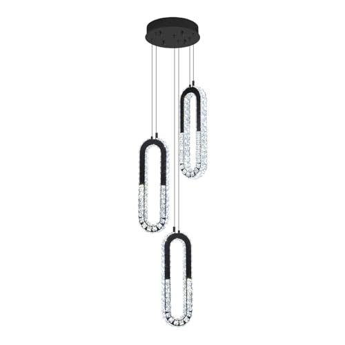Modern Crystal Chandeliers LED Pendant Lighting Ring Black Flush Mount Ceiling Lights Fixture Mini Chandeliers for Dining Room Kitchen Island Hallway (Black / 3 Rings (New))