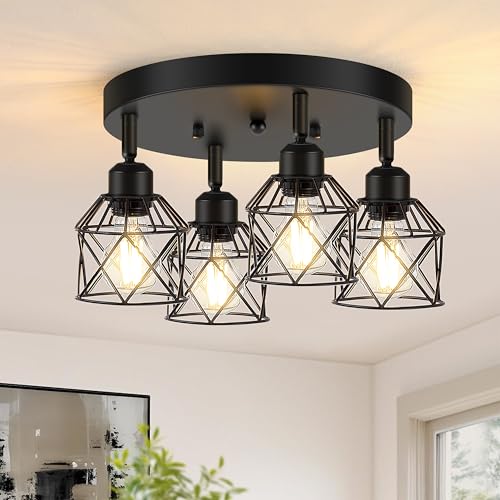 4 Light Kitchen Light Fixtures Ceiling Mount (Black / 4-Light)