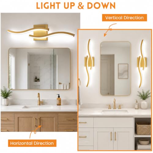 23.62in Gold LED Vanity Light (Gold / 23.62INCH,2 PACKS)