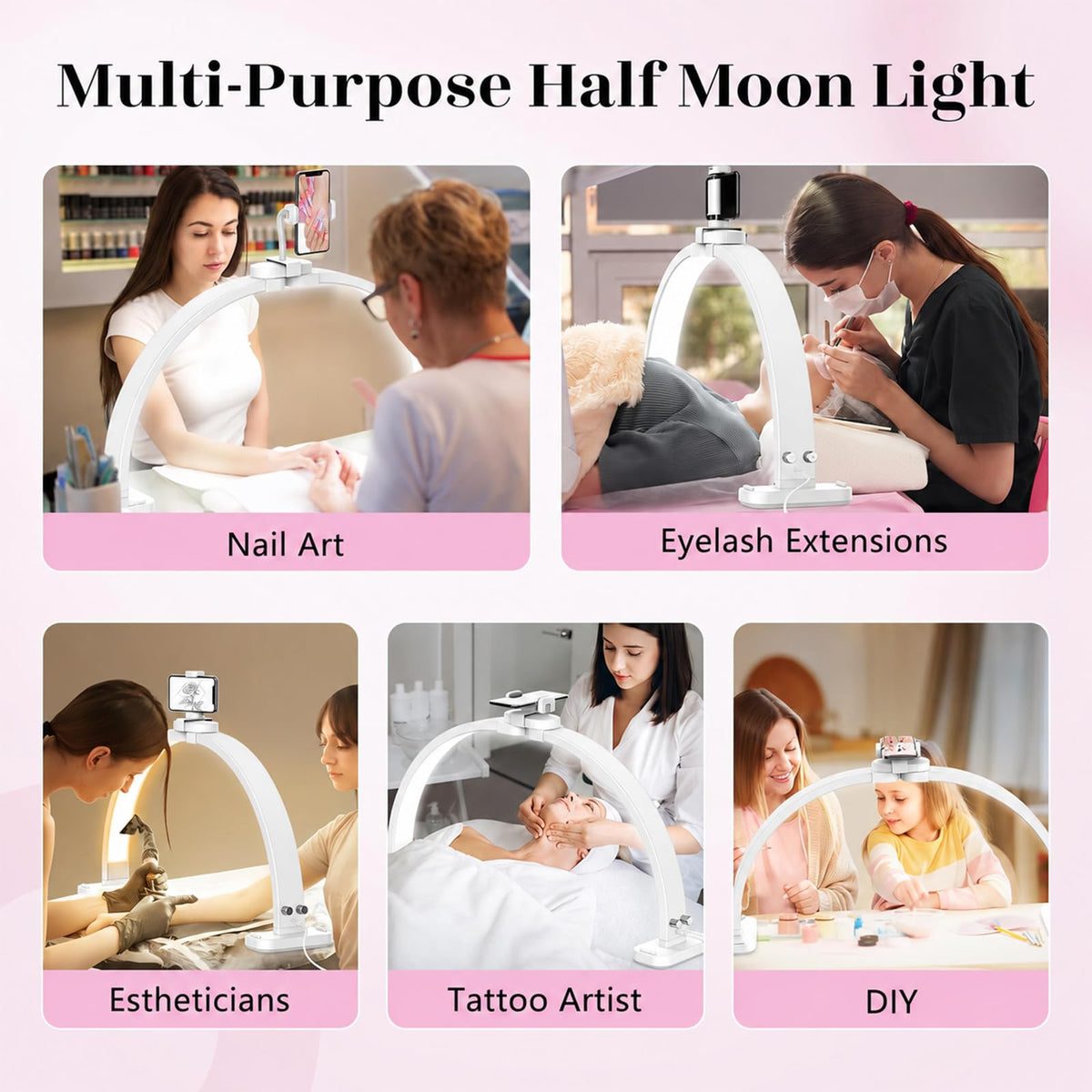 Half Moon Light for Nail Desk (White no Diamond)