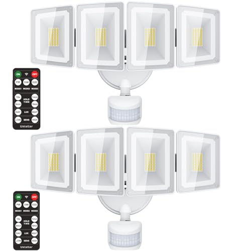 100W LED Security Lights Motion Sensor Outdoor D2D Floodlight Bright Remote (2-Pack)