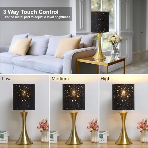 Touch Table Lamp (Gold Base with Stars Shade)