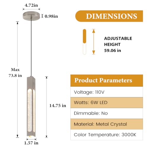 Integrated LED Pendant Lights Fixture (Brushed Nickel / 3 Pack)