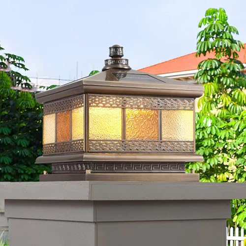 All Copper Steel Glass Outdoor Post lights (Flower glass / 16X16IN)