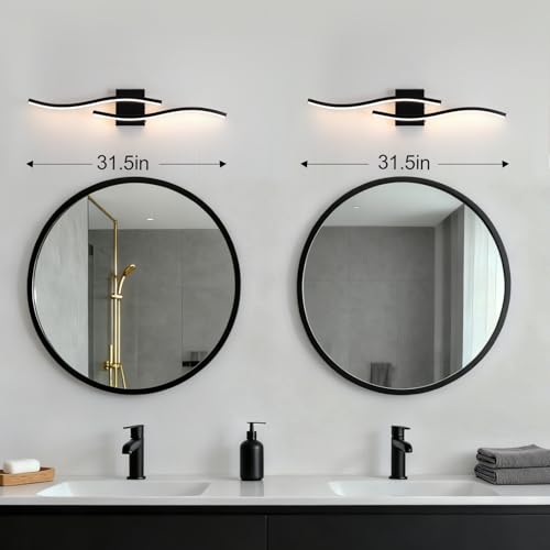 Black Curved Bathroom Vanity Light Fixture Over Mirror (Black / 31.5INCH)