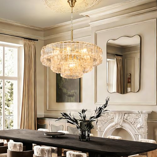 23in Large Chandelier Gold (Round Clear & Gold Chain / 23.6in)